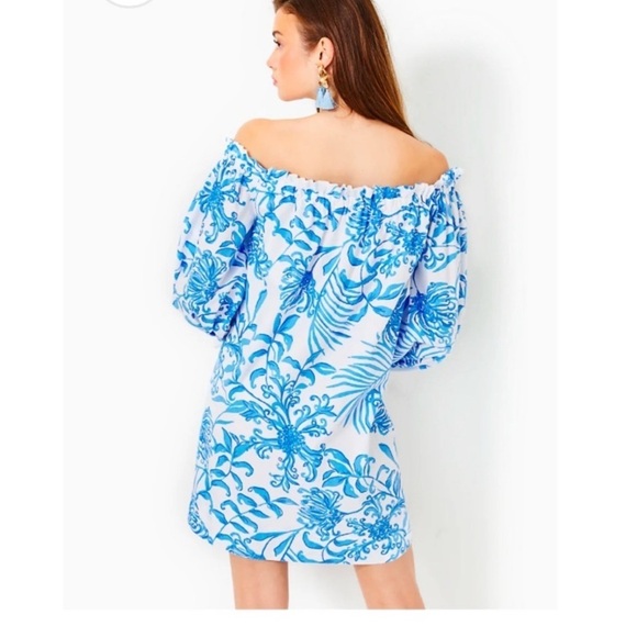 LILLY PULITZER JAMIELYNN OFF THE Shoulder Dress RESORT WHITE GLISTEN IN THE SUN - Picture 8 of 16